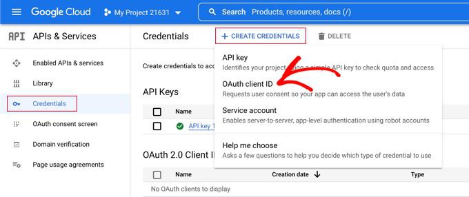 ایجاد OAuth client ID در گوگل کلاود