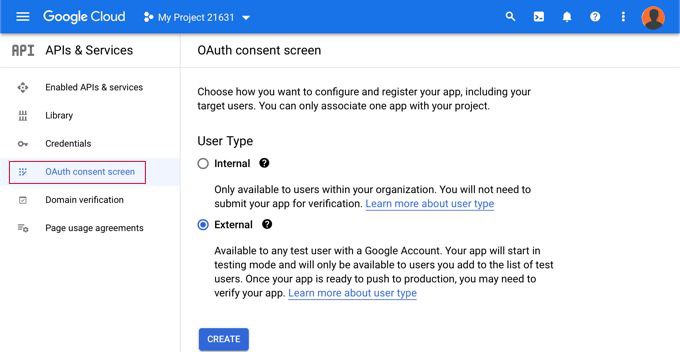 تنظیمات OAuth consent screen در گوگل کلاود