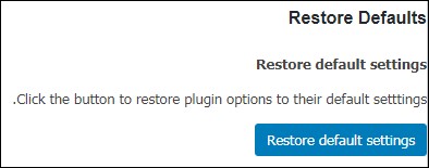 سربرگ Restore Defaults در افزونه Simple Ajax Chat