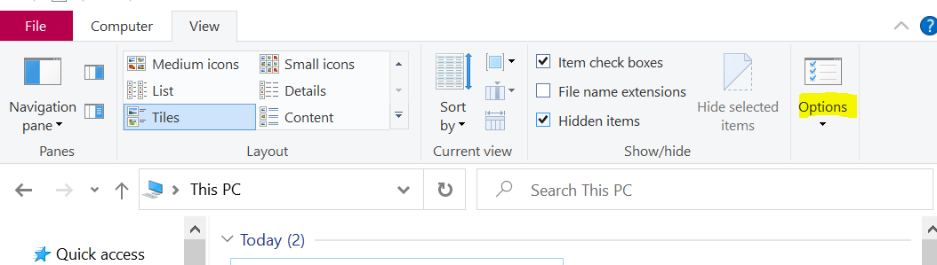 انتخاب options