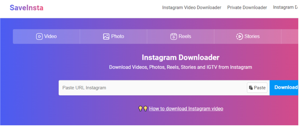 وب‌سایت Saveinsta برای دانلود اینستاگرام