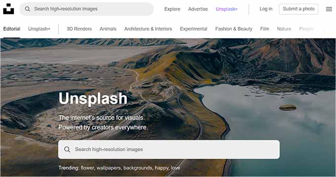 وبسایت Unsplash