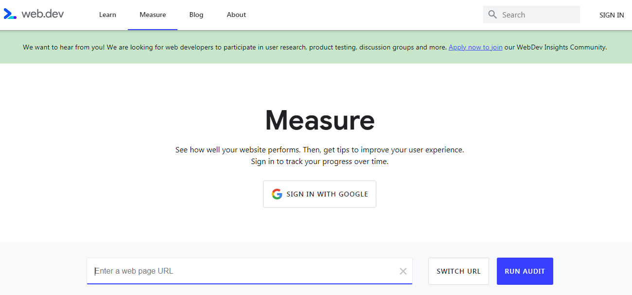 ابزار web.dev