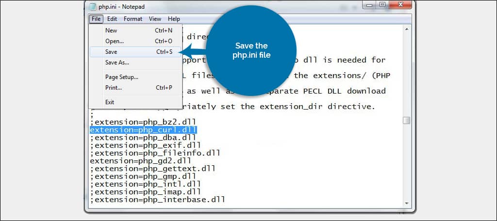 ذخیره فایل php.ini