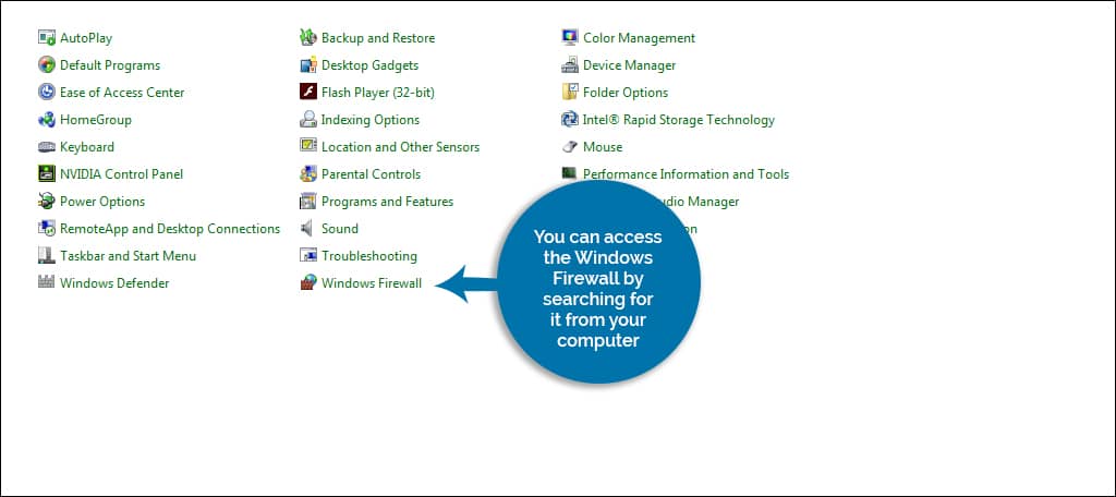 باز کردن Windows Firewall