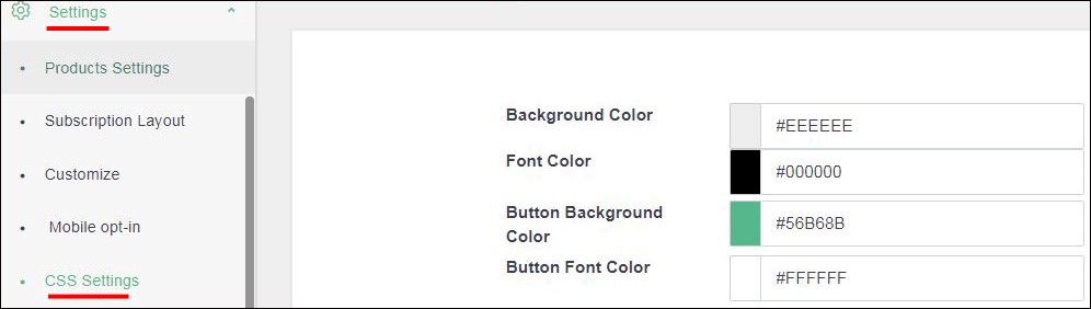 CSS Settings in foxpush