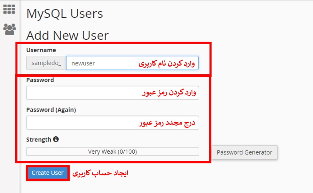 Create User-بازیابی وبسایت هک شده