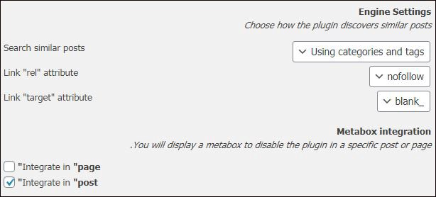 Engine Settings in inline related post