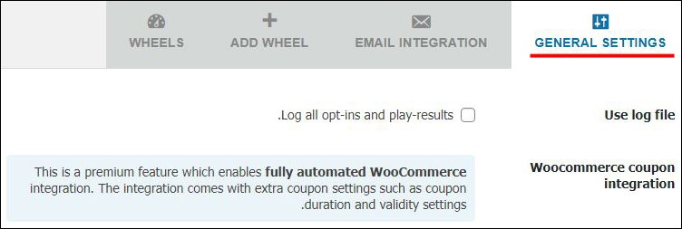 سربرگ General Settings در تنظیمات افزونه WP Optin Wheel