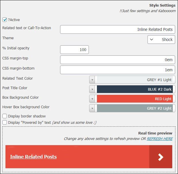 Inline Related Posts style setting