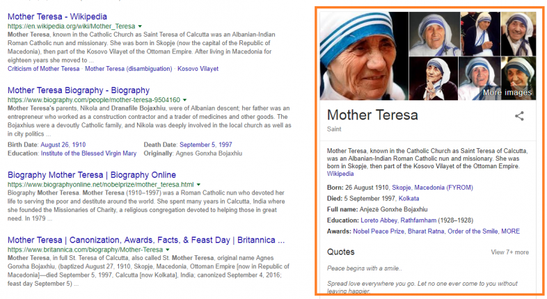mother teresa- نشانه‌گذاری schema در وردپرس
