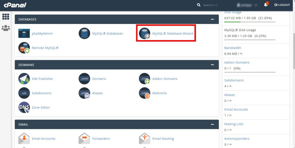 MySQL Database Wizard-بکاپ کامل از سایت وردپرس