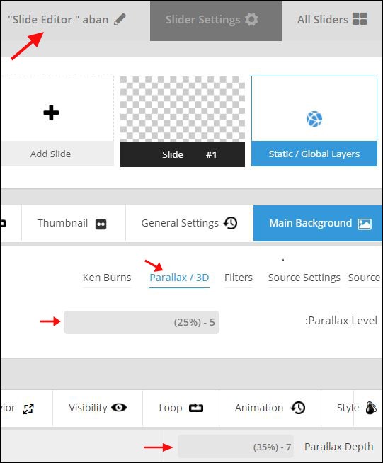بخش Slide Editor در اسلایدر رولوشن