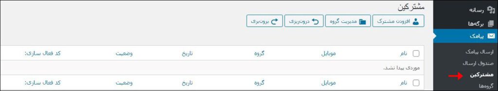 مشترکین در افزونه WP SMS