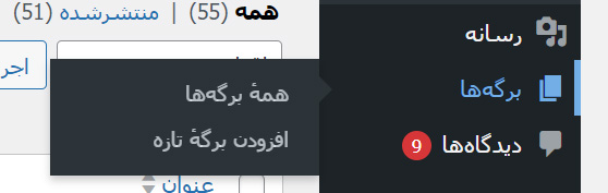بخش برگه ها در وردپرس