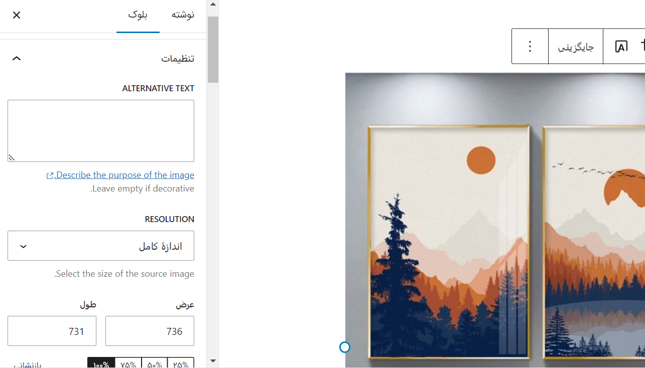 تنظیمات بلوک ها