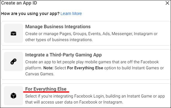 create an App ID-افزونه نمایش پست های اینستاگرام در وردپرس