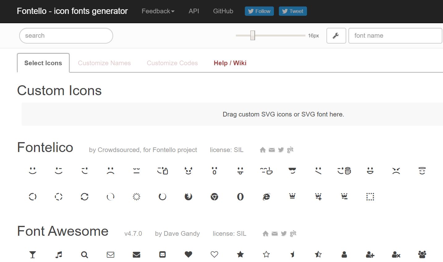 fontello site- دسترسی به سایت آیکون