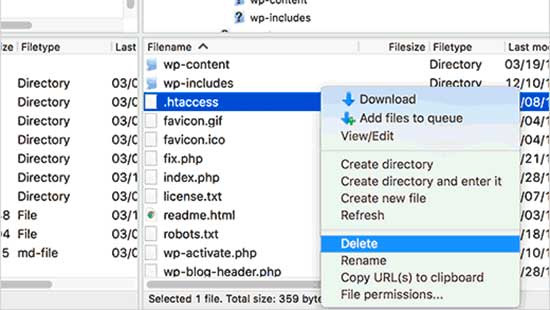 ادیت فایل htaccess