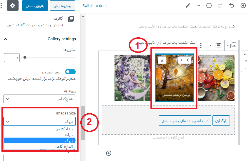 image size- تعیین اندازه موردنظر برای تصاویر