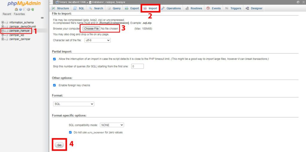 import tables in database