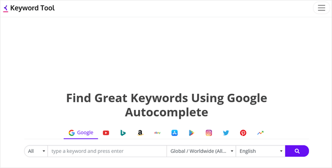 ابزار KeywordTool.io