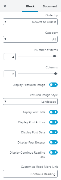 تنظیمات Post Grid