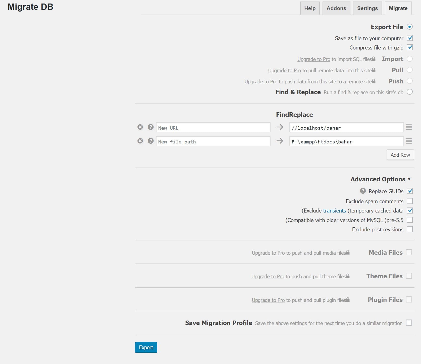 migrate setting- انتقال پایگاه داده وردپرس