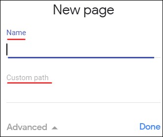 بخش new Pages در Google site