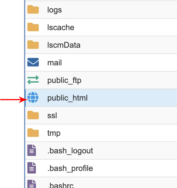 رفتن به پوشه public_html