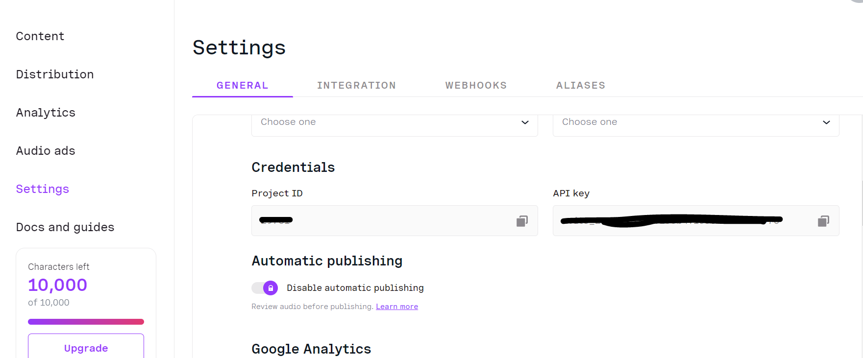تنظیمات API