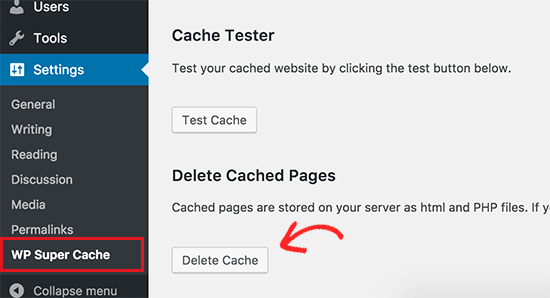 پاک کردن کش وردپرس در پلاگین WP Super Cache